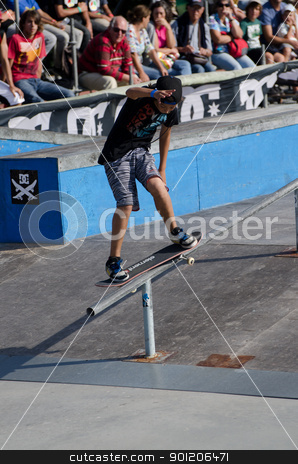Tiago Lopes Tiago Lopes stock photo, ILHAVO, PORTUGAL - SEPTEMBER 04: Tiago Lopes during the 2nd Stage of the DC Skate Challenge on September 04, 2011 in Ilhavo, Portugal. by Homydesign