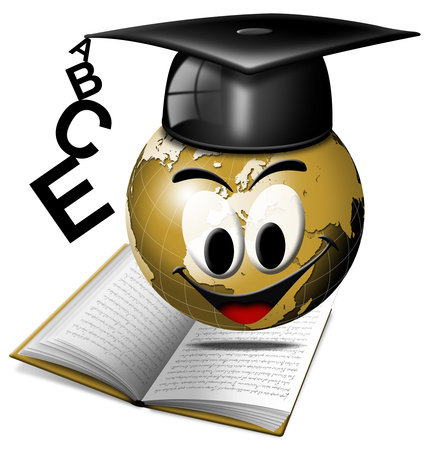 World graduation World graduation stock photo, Humorous illustration university degree with globe smiling by catalby