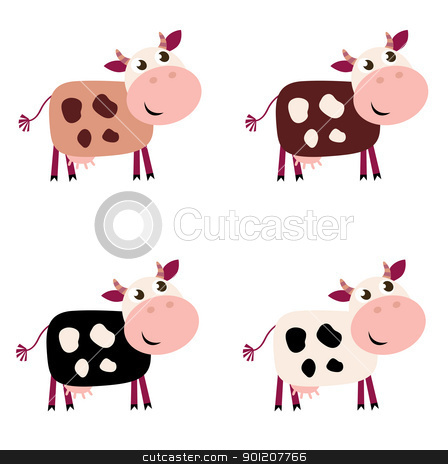 Cute cow set in 4 different colors isolated on white background Cute cow set in 4 different colors isolated on white background stock vector clipart, Vector collection of four happy Cow characters - isolated on white.
by Jana Guothova