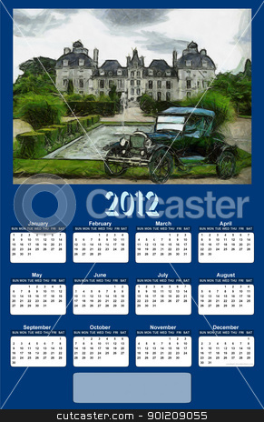 To use this stock image in your creative project, please select the size you need over to the right and click the "Add to Cart" button.
Your downloaded image will come with the Cutcaster watermark removed so don’t worry about the watermark you see on this page. 2012 Vintage Car Calendar stock photo, 2012 Vintage Car on Dark Blue Background Calendar by Snap2Art