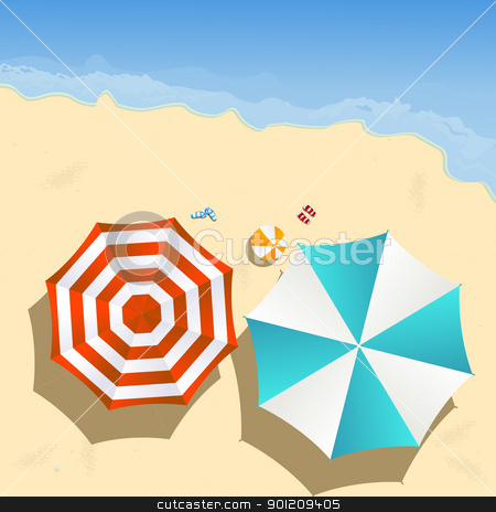 To use this stock image in your creative project, please select the size you need over to the right and click the "Add to Cart" button.
Your downloaded image will come with the Cutcaster watermark removed so don’t worry about the watermark you see on this page. On the beach stock vector clipart, Couple of umbrellas on the beach, graphic art by Richard Laschon