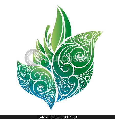 Vector green leaves vector green leaves stock vector clipart, abstract vector green leaves isolated on white by SelenaMay