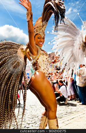 Scenes of Samba Scenes of Samba stock photo, COBURG, GERMANY - JULY 10: An unidentified female samba dancer participates at the annual samba festival in Coburg, Germany on July 10, 2011. by Val Thoermer