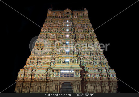 To use this stock image in your creative project, please select the size you need over to the right and click the "Add to Cart" button.
Your downloaded image will come with the Cutcaster watermark removed so don’t worry about the watermark you see on this page. Hindu Temple stock photo, Tall Gopuram of Tenkasi Shiva Temple in Tamilnadu by Arvind Balaraman