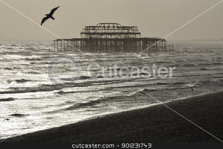 To use this stock image in your creative project, please select the size you need over to the right and click the "Add to Cart" button.
Your downloaded image will come with the Cutcaster watermark removed so don’t worry about the watermark you see on this page. The West Pier, Brighton stock photo, The West Pier in Brighton by a nice winter day, England by Dutourdumonde