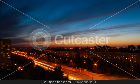 To use this stock image in your creative project, please select the size you need over to the right and click the "Add to Cart" button.
Your downloaded image will come with the Cutcaster watermark removed so don’t worry about the watermark you see on this page. Night city stock photo, Beautiful city evening landscape by Imaster
