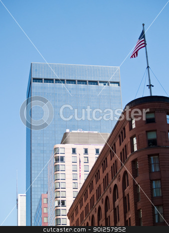 Buildings Buildings stock photo, A modern office building behind the historic Brown Palace Hotel. by Cora Reed