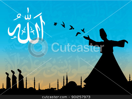 To use this stock image in your creative project, please select the size you need over to the right and click the "Add to Cart" button.
Your downloaded image will come with the Cutcaster watermark removed so don’t worry about the watermark you see on this page. sufism stock vector clipart, vector illustration for sufism by Emir Simsek