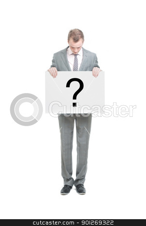 Business man Business man stock photo, A business man holding a question mark by Lasse Kristensen@gmail.com