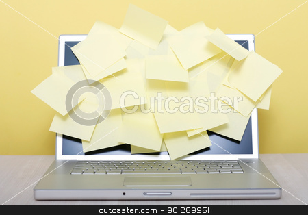 To use this stock image in your creative project, please select the size you need over to the right and click the "Add to Cart" button.
Your downloaded image will come with the Cutcaster watermark removed so don’t worry about the watermark you see on this page. Notes on laptop stock photo, Yellow notes on a laptop screen by Lasse Kristensen@gmail.com