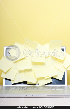 To use this stock image in your creative project, please select the size you need over to the right and click the "Add to Cart" button.
Your downloaded image will come with the Cutcaster watermark removed so don’t worry about the watermark you see on this page. Notes on laptop stock photo, Yellow notes on a laptop screen by Lasse Kristensen@gmail.com