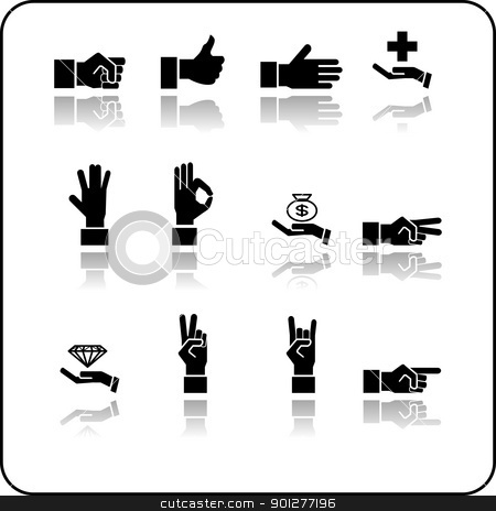 To use this stock image in your creative project, please select the size you need over to the right and click the "Add to Cart" button.
Your downloaded image will come with the Cutcaster watermark removed so don’t worry about the watermark you see on this page. hands icon set stock vector clipart, A hand elements icon set. by Christos Georghiou