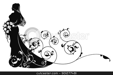 Bride beautiful wedding dress pattern background stock vector clipart 