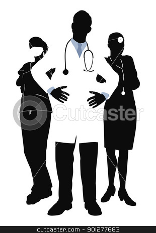 To use this stock image in your creative project, please select the size you need over to the right and click the "Add to Cart" button.
Your downloaded image will come with the Cutcaster watermark removed so don’t worry about the watermark you see on this page. Medical team illustration stock vector clipart, Illutsration of three members of a medical team by Christos Georghiou
