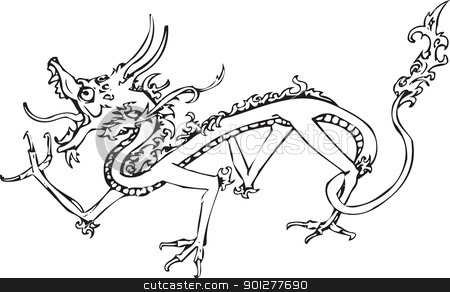 To use this stock image in your creative project, please select the size you need over to the right and click the "Add to Cart" button.
Your downloaded image will come with the Cutcaster watermark removed so don’t worry about the watermark you see on this page. Oriental Dragon stock vector clipart, An illustration of a dragon. by Christos Georghiou