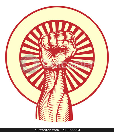 To use this stock image in your creative project, please select the size you need over to the right and click the "Add to Cart" button.
Your downloaded image will come with the Cutcaster watermark removed so don’t worry about the watermark you see on this page. Soviet propaganda poster style fist stock vector clipart, Soviet cold war propaganda poster style revolution fist raised in the air by Christos Georghiou