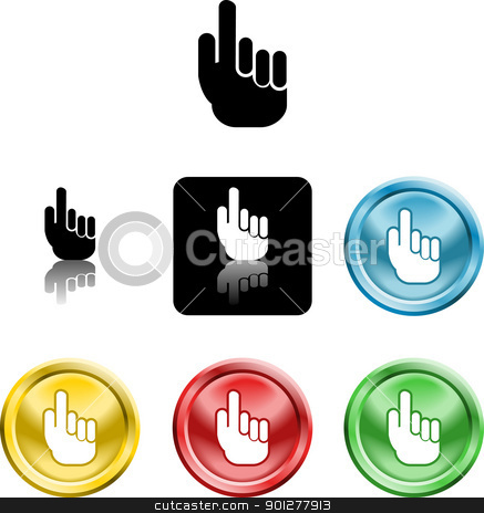 To use this stock image in your creative project, please select the size you need over to the right and click the "Add to Cart" button.
Your downloaded image will come with the Cutcaster watermark removed so don’t worry about the watermark you see on this page. hand icon symbol stock vector clipart, Several versions of an icon symbol of a stylised hand pointing finger upwards
by Christos Georghiou