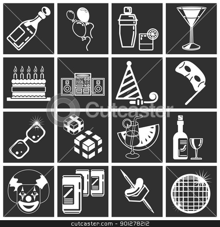 To use this stock image in your creative project, please select the size you need over to the right and click the "Add to Cart" button.
Your downloaded image will come with the Cutcaster watermark removed so don’t worry about the watermark you see on this page. party icon set series stock vector clipart, party icon set series. icons or design elements relating to parties. by Christos Georghiou