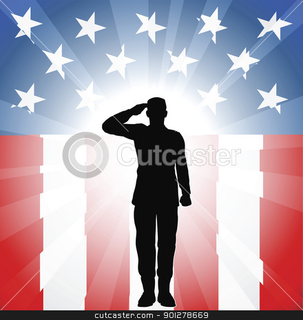 To use this stock image in your creative project, please select the size you need over to the right and click the "Add to Cart" button.
Your downloaded image will come with the Cutcaster watermark removed so don’t worry about the watermark you see on this page. Patriotic soldier salute stock vector clipart, A patriotic soldier saluting in front of an American background by Christos Georghiou