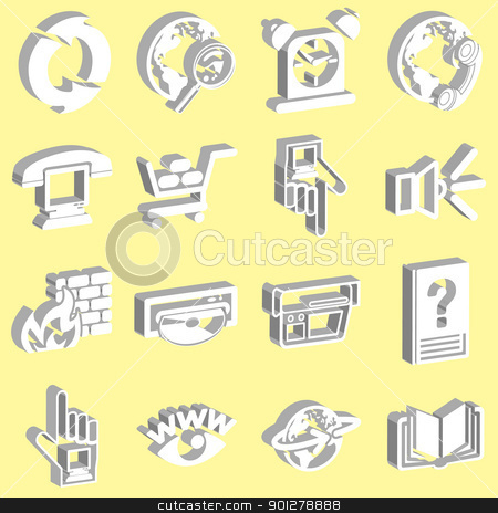 To use this stock image in your creative project, please select the size you need over to the right and click the "Add to Cart" button.
Your downloaded image will come with the Cutcaster watermark removed so don’t worry about the watermark you see on this page. 3D Internet web icon series set stock vector clipart, a set of internet web icons by Christos Georghiou