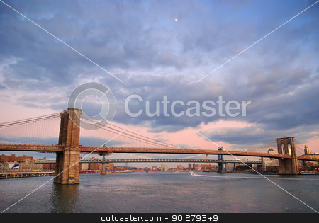 To use this stock image in your creative project, please select the size you need over to the right and click the "Add to Cart" button.
Your downloaded image will come with the Cutcaster watermark removed so don’t worry about the watermark you see on this page. New York City Brooklyn Bridge panorama stock photo, New York City Brooklyn Bridge with Manhattan skyline panorama at sunset by rabbit75_cut