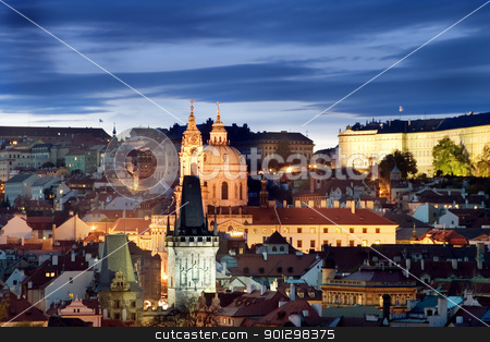 To use this stock image in your creative project, please select the size you need over to the right and click the "Add to Cart" button.
Your downloaded image will come with the Cutcaster watermark removed so don’t worry about the watermark you see on this page. Prague Castle Cityscape stock photo, A view of the Prague Castle in the early evening, view from the Old Town Bridge Tower. by Tyler Olson