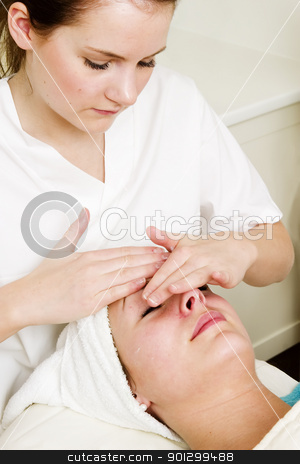 To use this stock image in your creative project, please select the size you need over to the right and click the "Add to Cart" button.
Your downloaded image will come with the Cutcaster watermark removed so don’t worry about the watermark you see on this page. Facial Massage stock photo, A woman receiving a facial massage at a beauty spa. by Tyler Olson