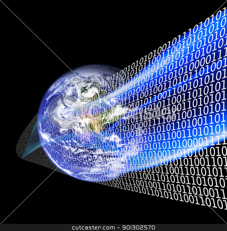 To use this stock image in your creative project, please select the size you need over to the right and click the "Add to Cart" button.
Your downloaded image will come with the Cutcaster watermark removed so don’t worry about the watermark you see on this page. Information Age stock photo, A globe with binary code wrapping it by Tyler Olson
