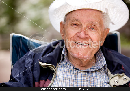 To use this stock image in your creative project, please select the size you need over to the right and click the "Add to Cart" button.
Your downloaded image will come with the Cutcaster watermark removed so don’t worry about the watermark you see on this page. Happy Elderly Man stock photo, A portrait of a happy smiling elderly man sitting outdoors by Tyler Olson