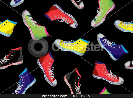 Teenager sneakers pattern. Teenager sneakers pattern. stock photo, Colourful sneakers on black background. Vector available
by Cienpies Design