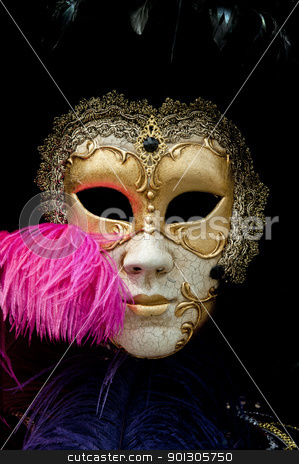 Venetian carnival mask Venetian carnival mask stock photo, Gold traditional venetian carnival mask. Venice, Italy. by johnnychaos