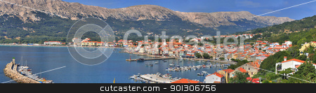 To use this stock image in your creative project, please select the size you need over to the right and click the "Add to Cart" button.
Your downloaded image will come with the Cutcaster watermark removed so don’t worry about the watermark you see on this page. Mediterranean Town of Baska panorama stock photo, Croatian pearl, Baska - located in the island of KRK, with one of the most beautiful beaches in Croatia by xbrchx