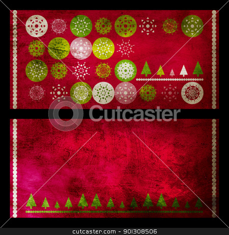 Christmas grunge cards Christmas grunge cards stock photo, set of two red Christmas greeting cards with snowflakes on grunge background by lubavnel