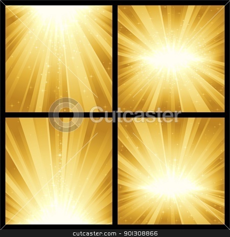 To use this stock image in your creative project, please select the size you need over to the right and click the "Add to Cart" button.
Your downloaded image will come with the Cutcaster watermark removed so don’t worry about the watermark you see on this page. Festive explosion of light and stars stock vector clipart, 4 different golden light bursts with magic stars. Great for festive themes, like Christmas or New Years. by Ina Wendrock