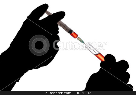 Blood Sample Blood Sample stock photo, Hand holding a syringe and taking a blood sample from a tube for analysis by ruigsantos