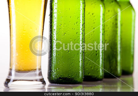 Beer bottle and glass Beer bottle and glass stock photo, Beer collection, glass in studio. by Sebastian Duda