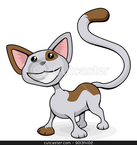 Cute happy cat cartoon illustration Cute happy cat cartoon illustration stock vector clipart, A cute happy smiling cat cartoon illustration by Christos Georghiou