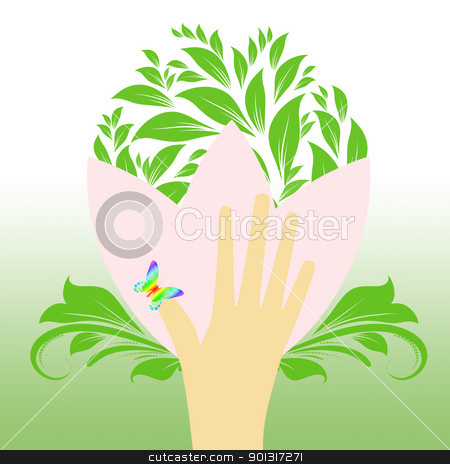 To use this stock image in your creative project, please select the size you need over to the right and click the "Add to Cart" button.
Your downloaded image will come with the Cutcaster watermark removed so don’t worry about the watermark you see on this page. Environmental concept stock vector clipart, Environmental concept with floral,butterfly and hand by Ingvar Bjork