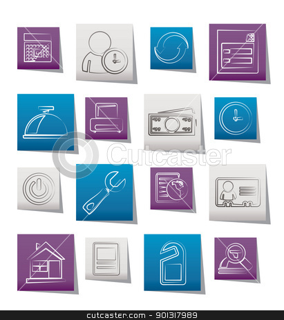 To use this stock image in your creative project, please select the size you need over to the right and click the "Add to Cart" button.
Your downloaded image will come with the Cutcaster watermark removed so don’t worry about the watermark you see on this page. reservation and hotel icons stock vector clipart, reservation and hotel icons - vector icon set by Stoyan Haytov
