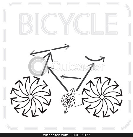Arrowed bike arrowed bike stock vector clipart, Bicycle from arrows. Abstract illustration. by antkevyv