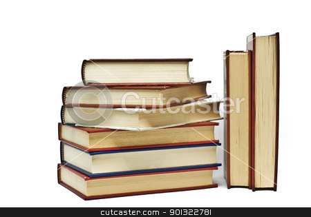 Eight books over white. Eight books over white. stock photo, OLd books isolated over a white background. by angelsimon