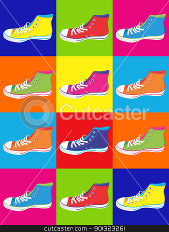 To use this stock image in your creative project, please select the size you need over to the right and click the "Add to Cart" button.
Your downloaded image will come with the Cutcaster watermark removed so don’t worry about the watermark you see on this page. Teenager sneakers background stock vector clipart, Colorful sneakers on differentes colors background. Vector available by Cienpies Design