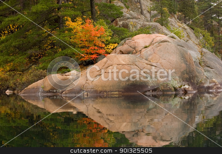 Reflection Reflection stock photo, Reflection of colorful forest in lake surface in the overcast day by Pavel Cheiko