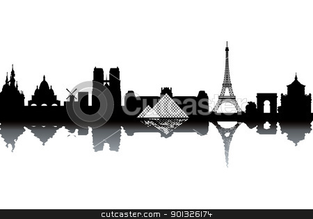 Paris skyline Paris skyline stock photo, Paris skyline - black and white vector illustration by Ilyes Laszlo