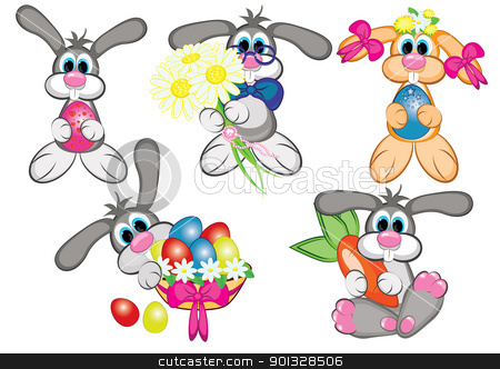 To use this stock image in your creative project, please select the size you need over to the right and click the "Add to Cart" button.
Your downloaded image will come with the Cutcaster watermark removed so don’t worry about the watermark you see on this page. Bunnys With Easter Eggs stock photo, Set of Bunnys With Easter Eggs. Raster version. Vector version is in my gallery. by dvarg