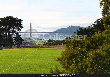 To use this stock image in your creative project, please select the size you need over to the right and click the "Add to Cart" button.
Your downloaded image will come with the Cutcaster watermark removed so don’t worry about the watermark you see on this page. The green and the bridge stock photo, A shot of the Golden Gate bridge from the park by willeye
