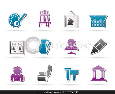Fine art objects icons Fine art objects icons stock vector clipart, Fine art objects icons - vector icon set by Stoyan Haytov