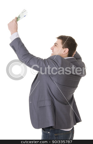 Happy Young Businessman Holding Money Happy Young Businessman Holding Money stock photo, Happy young businessman holding money isolated ob white background by Iryna Rasko