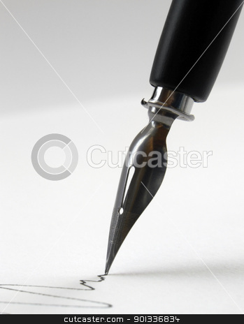 To use this stock image in your creative project, please select the size you need over to the right and click the "Add to Cart" button.
Your downloaded image will come with the Cutcaster watermark removed so don’t worry about the watermark you see on this page. nib tip closeup stock photo, detail of a nib tip while drawing a line in light back by prill