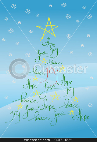 Christmas card or background Christmas card or background stock photo, Christmas card or background, tree with yellow star and hand written greetings by Ulrich Schade